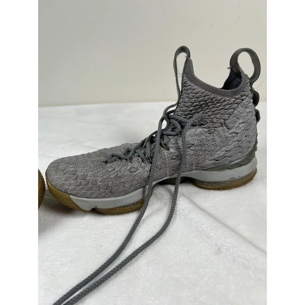 Nike LeBron 15 Shoes‎ Mens 10 Gray Gold Knit Basketball High Top Sneakers Pair
